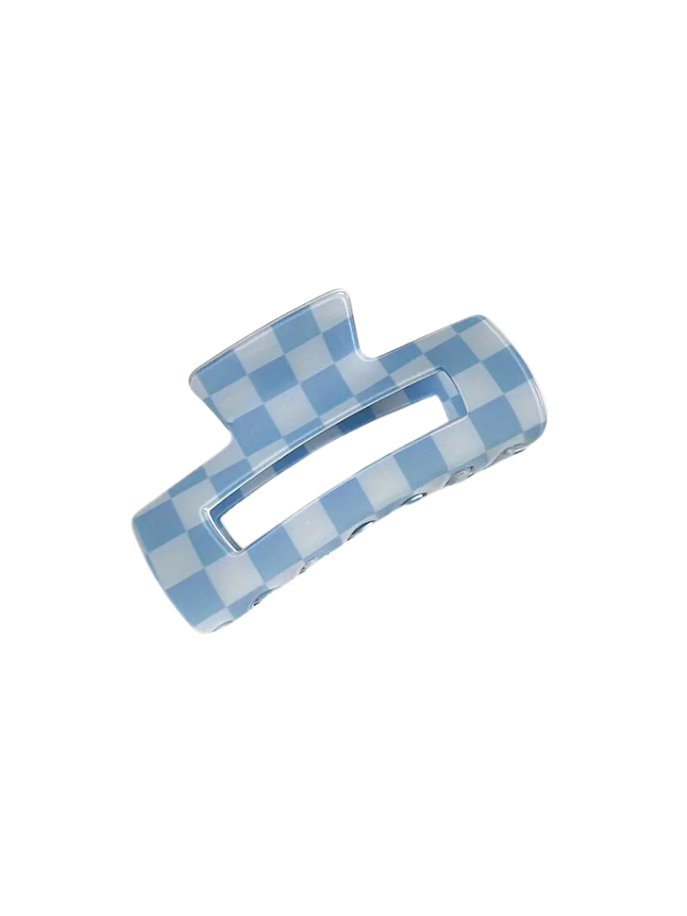Light Blue Checkered Claw Clip