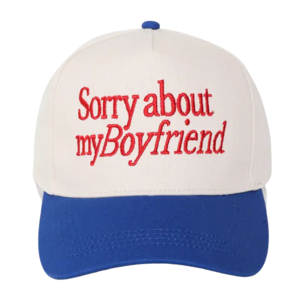 'Sorry About My Boyfriend' Red & Blue Hat