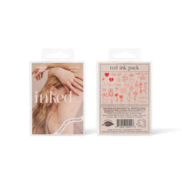 'Red Ink' Temporary Tattoo Pack