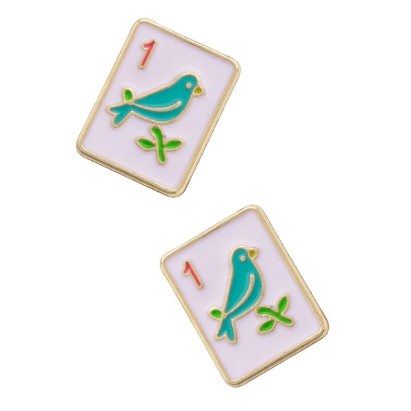 Mahjong Tile Stud Earrings