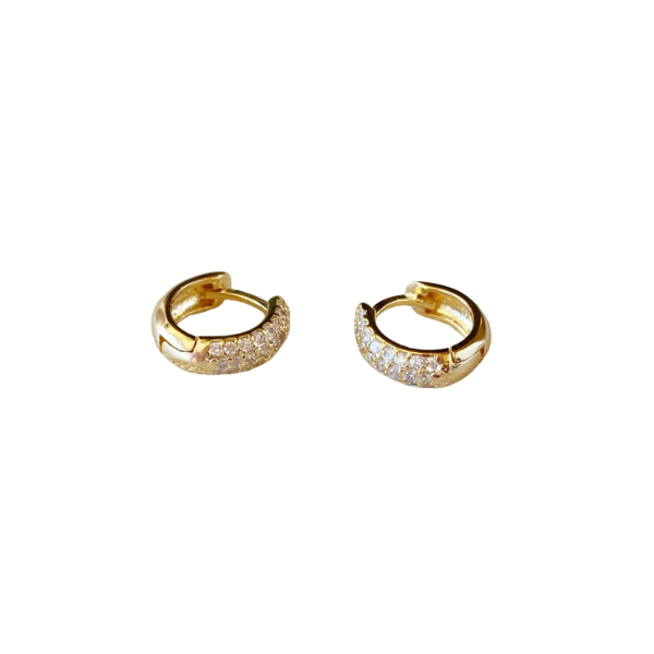 18k Gold Filled 13mm CZ Clicker Hoops Earrings