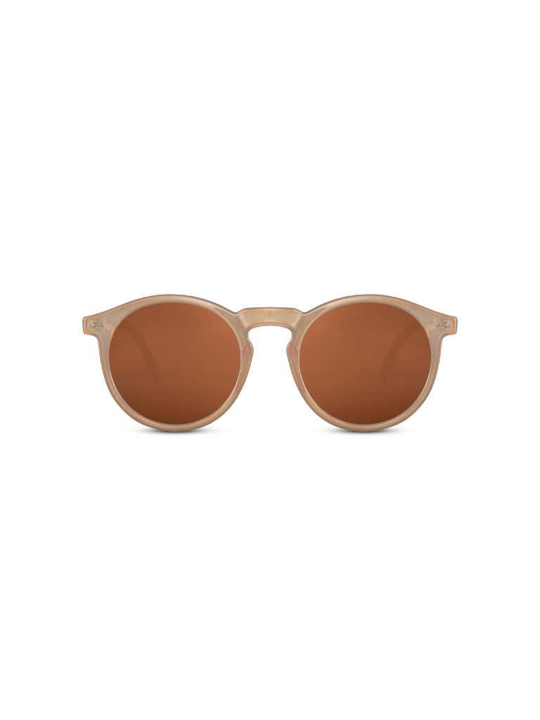 Light Brown Clear Round Sunglasses