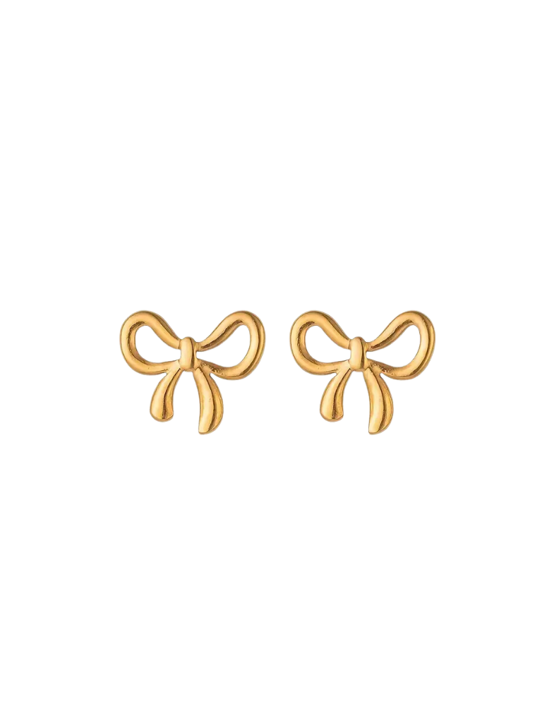 Gold Pretzel Bow Stud Earrings