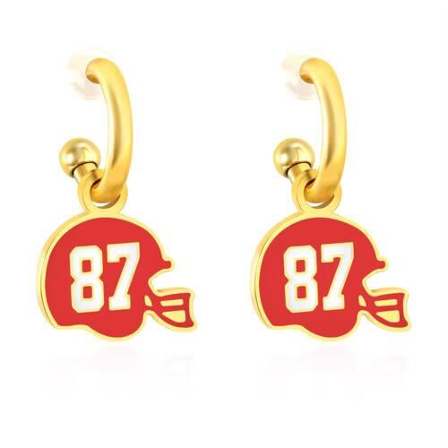 Kansas City #87 Helmet Huggie Hoop Earrings