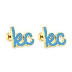 Kansas City Baby Blue Script KC Studs