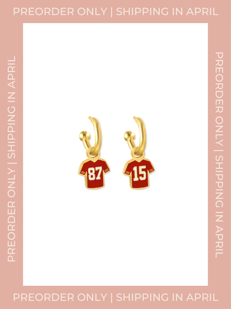 Kansas City Chiefs #87 and #15 Jersey Huggie Hoop Earrings