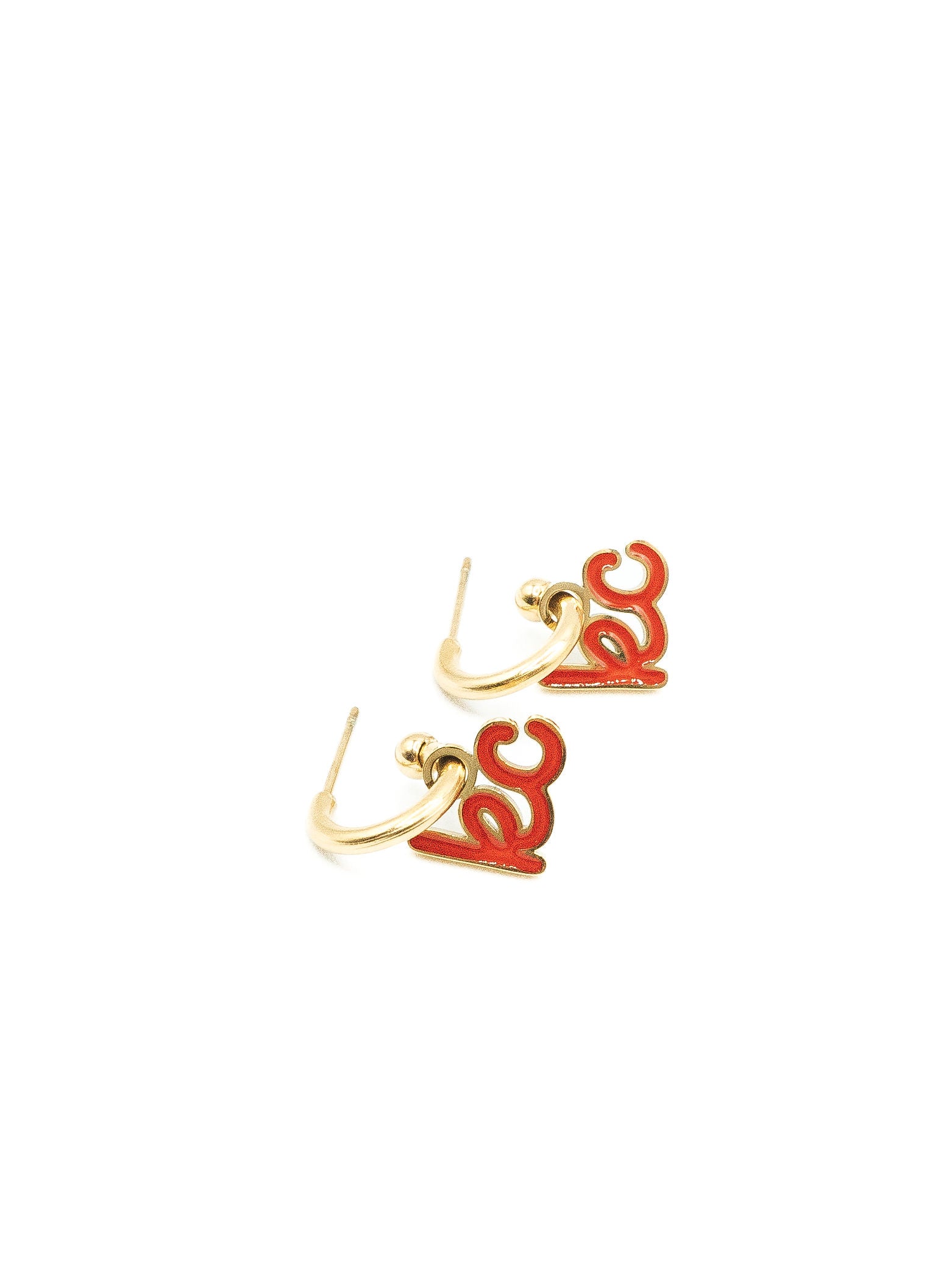 Kansas City Red Script Charm Huggie Hoop Earrings