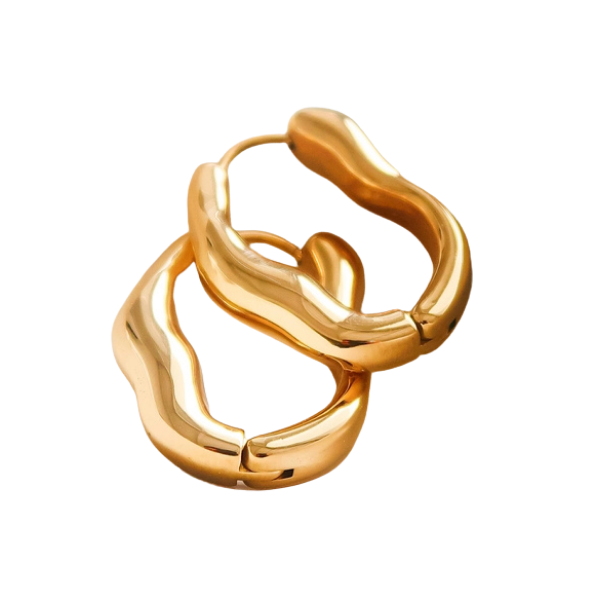 Darcy Non-Tarnish Wavy Oval Hoop Earrings