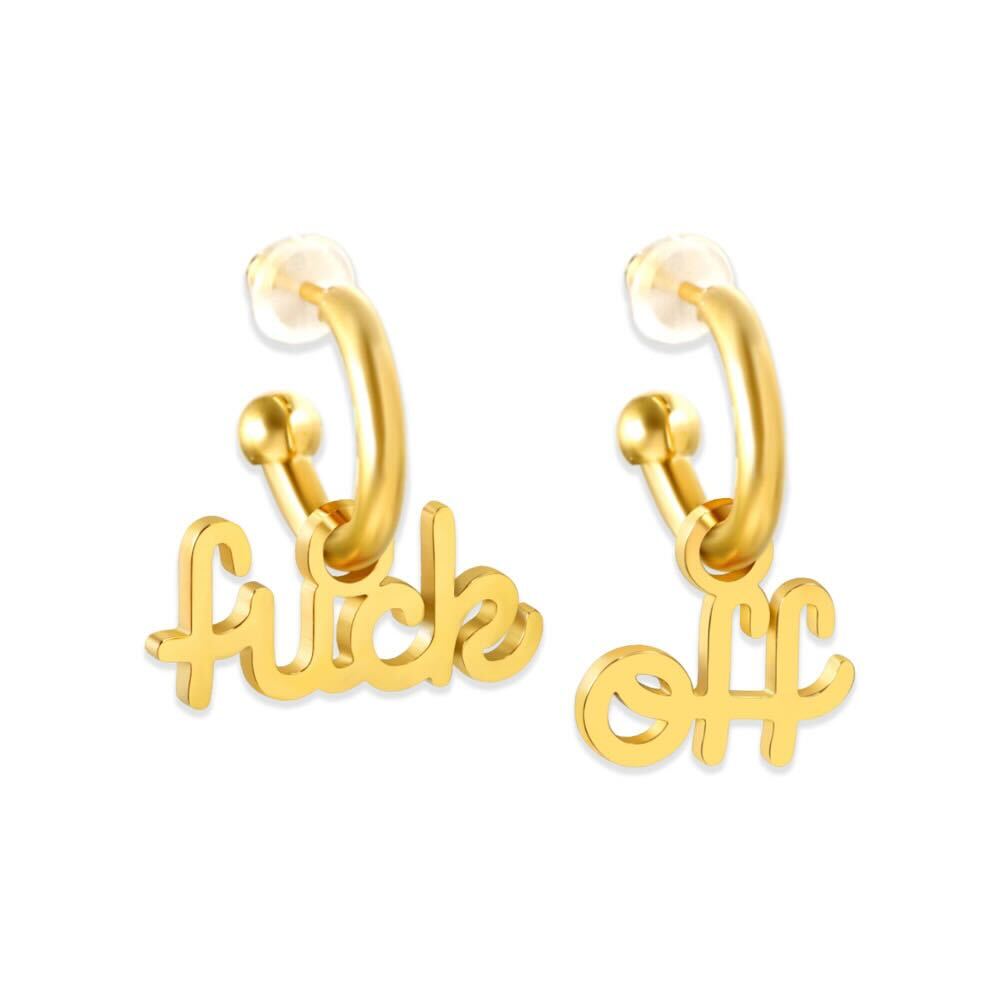 Eff Off Script Huggie Hoop Earrings