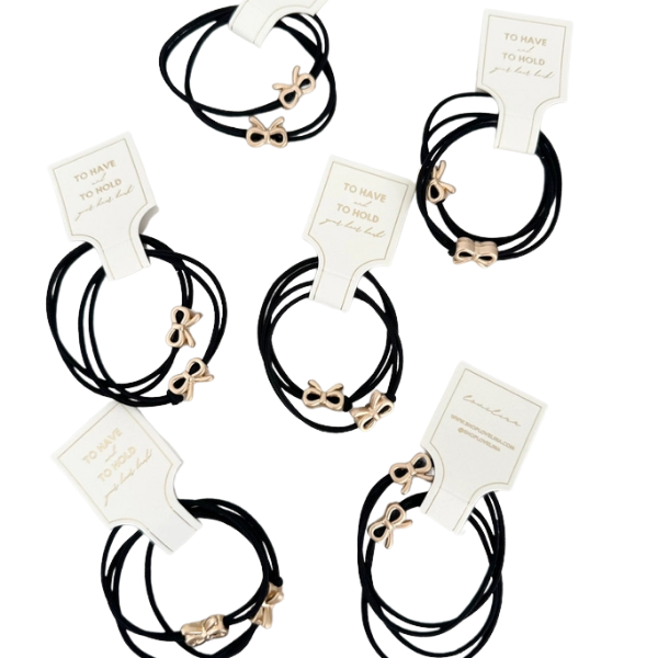 Hair Tie w/Bow Charm - Black