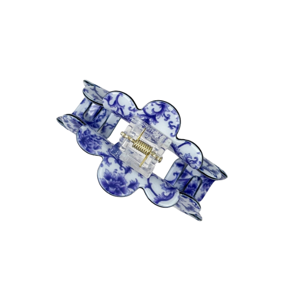 Porcelain Blue Wavy Claw Clip