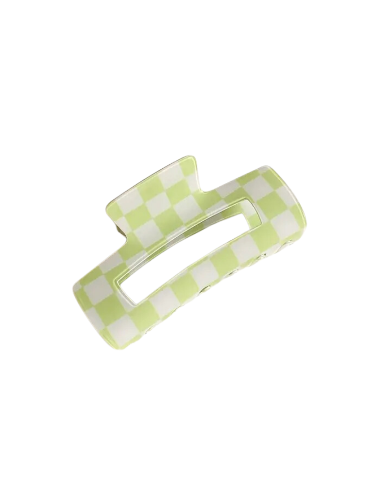 Lime Checkered Claw Clip
