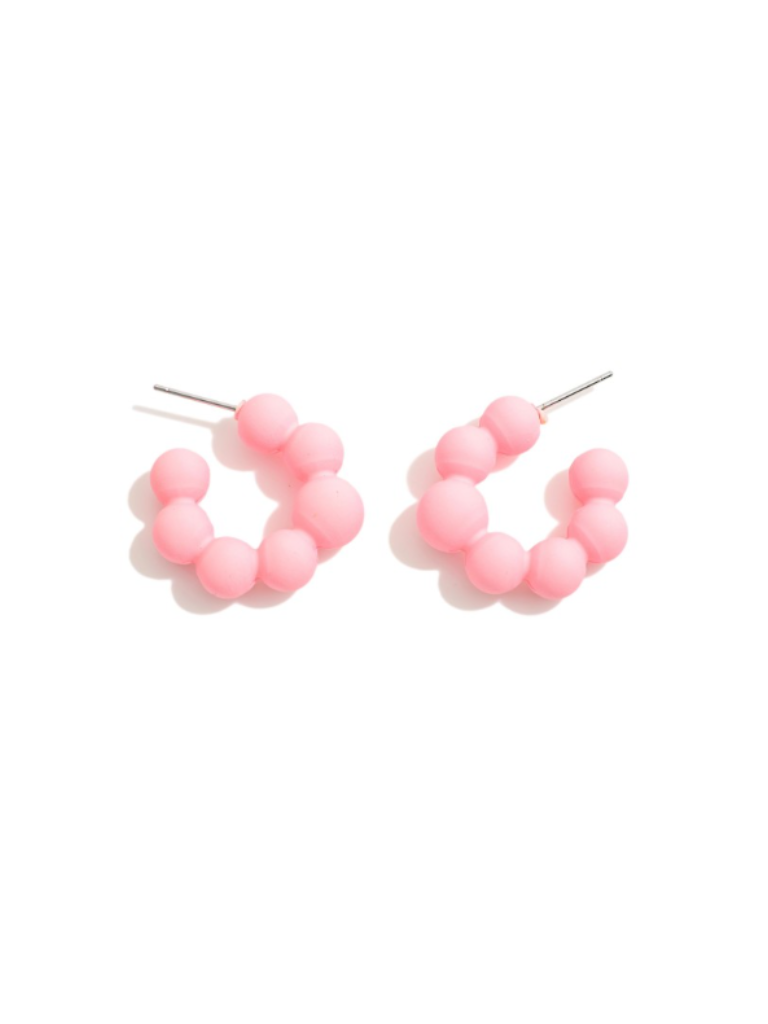 Matte Pink Puffy Bead Earrings