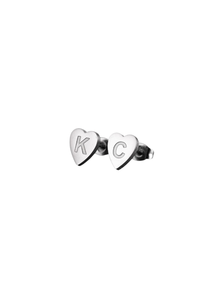 Silver KC Heart Studs