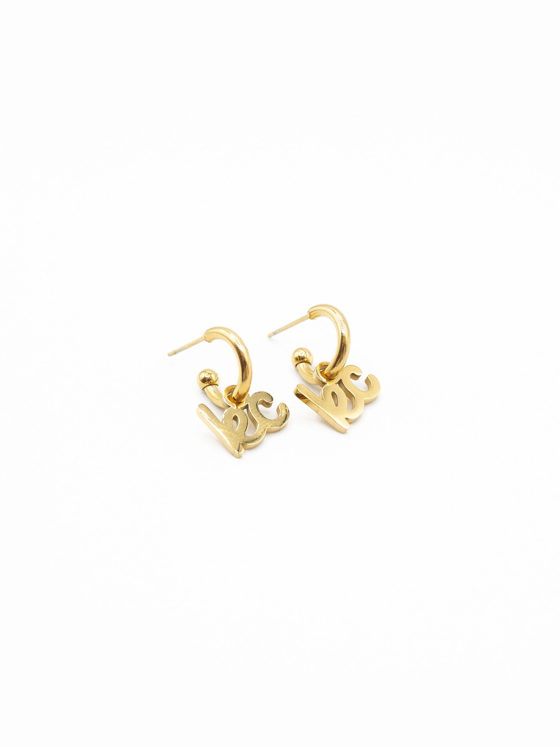 Kansas City Script Charm Huggie Hoop Earrings