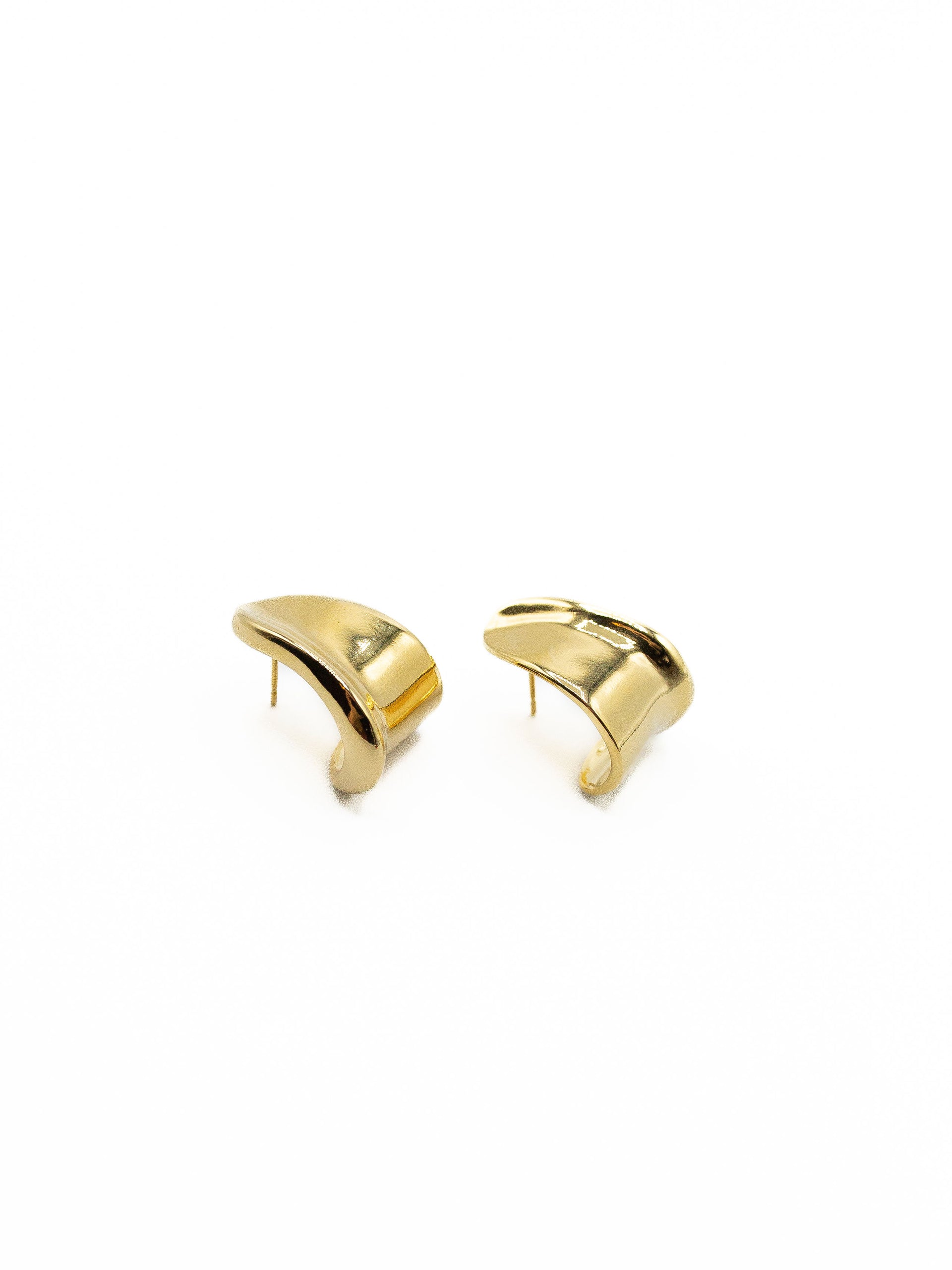 LA 18K EC Gold Glossy Mirror Wide Wisp Earrings