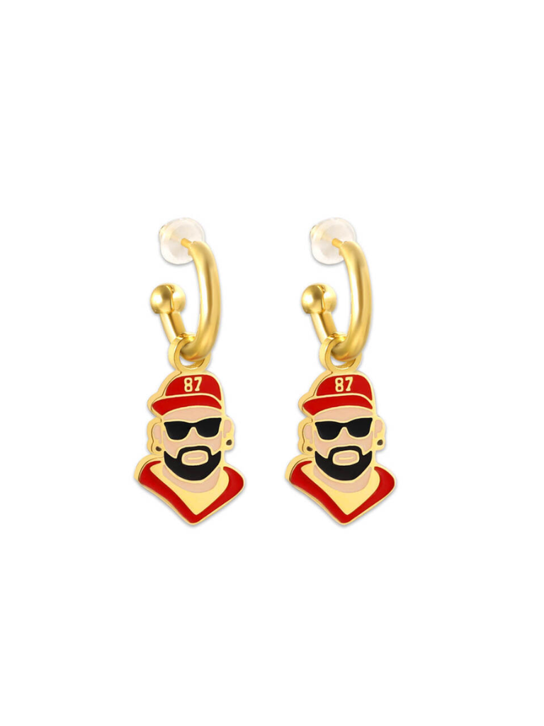Kansas City #87 Tight End Profile Huggie Hoop Earrings