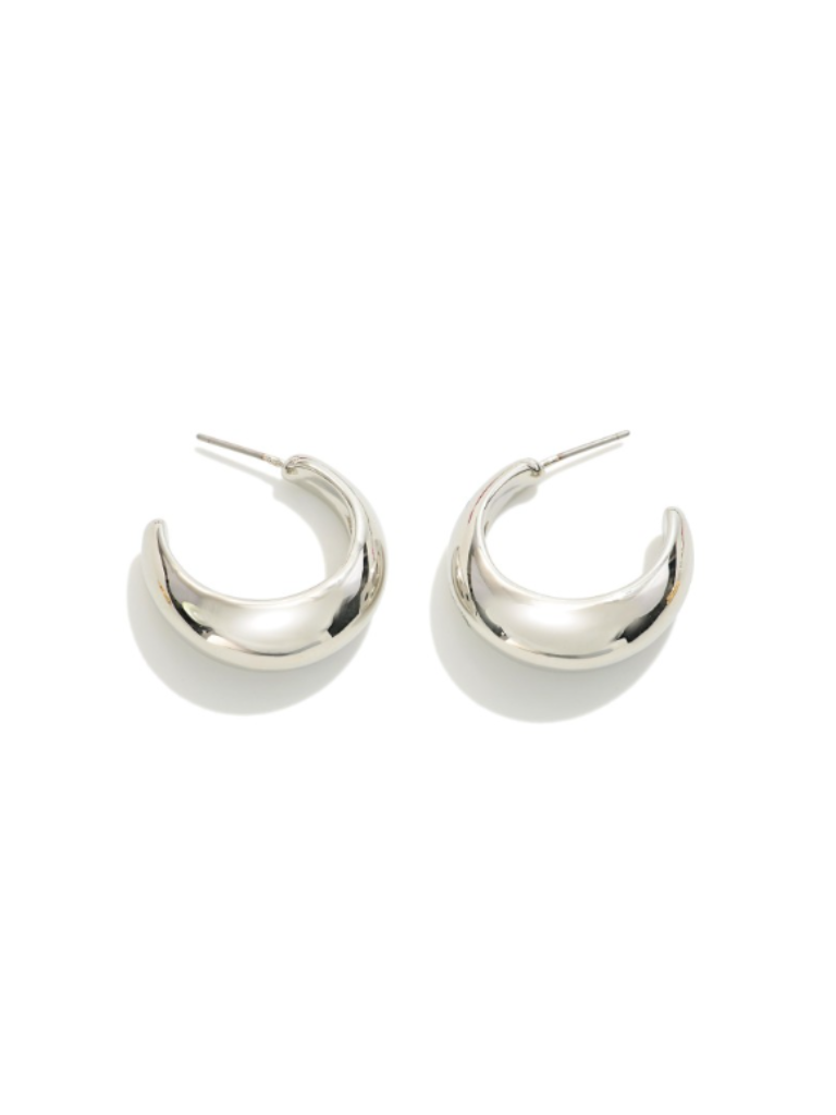 Silver Tapered Hoops Earrings