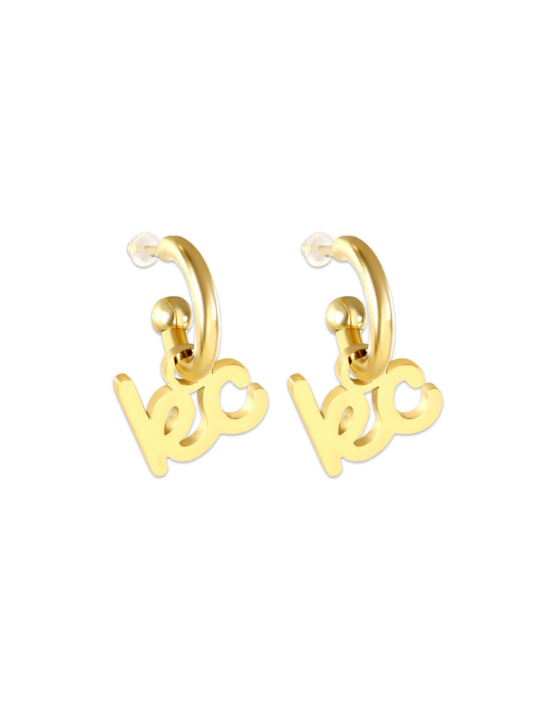 Kansas City Script Charm Huggie Hoop Earrings EB and Co