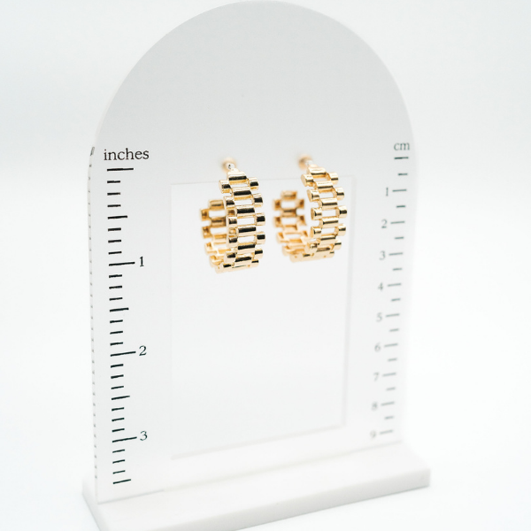 LA Gold Plated Medium Watchband Hoop Earring