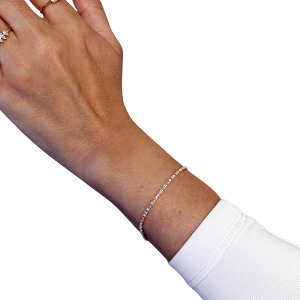 18K Gold Filled Bracelet - 1.5mm CZ Baguette Tennis