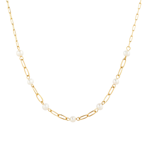 Pearl & Chain Station Necklace