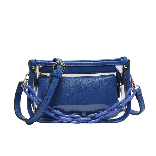Jessica Clear Crossbody Bag w/Chain Shoulder Strap