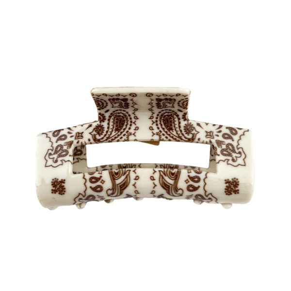 Paisley Print Rectangle Claw Clip