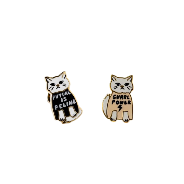 'Gurrl Power' Cat Stud Earrings