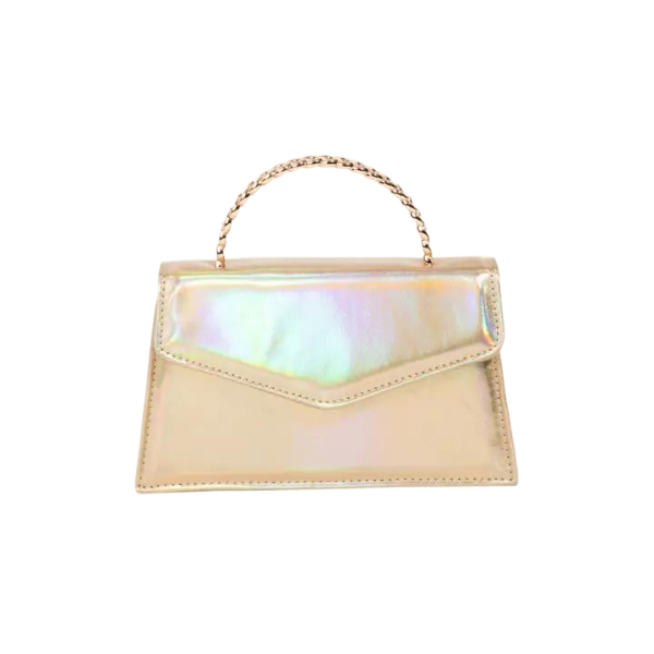 Gold Iridescent Rectangle Top Handle Bag