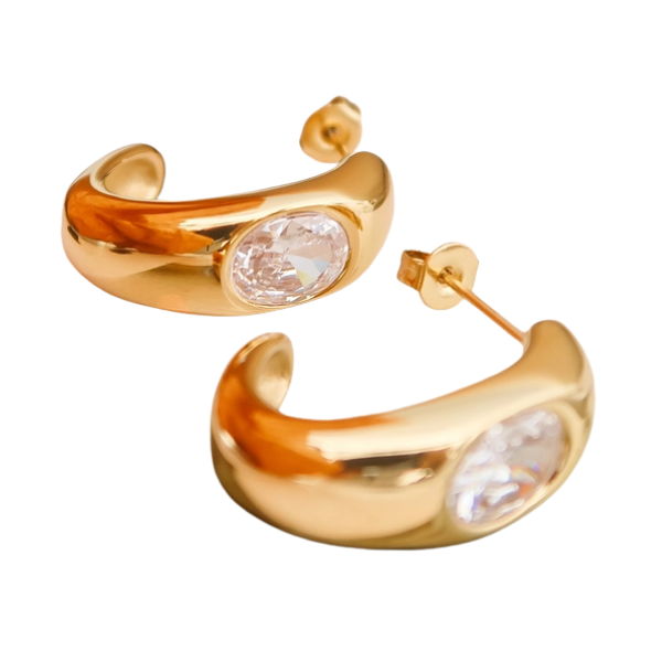 Aliénor 18K Gold Non-Tarnish Cz Accent Classic Hoop Earring