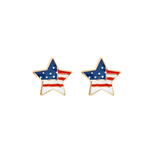 Red, White, Blue Star Shaped Stud Earrings