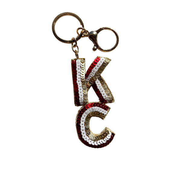 Kansas City Red & Gold Sequin Keychain
