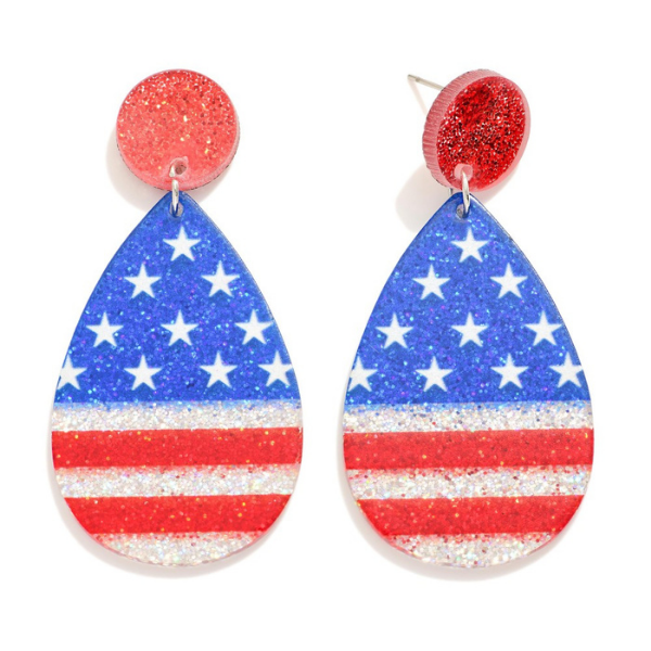 Red, White, Blue Statement Teardrop Earrings