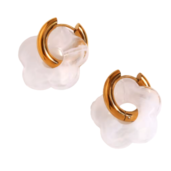 Flower Charm Clicker Hoop Earrings