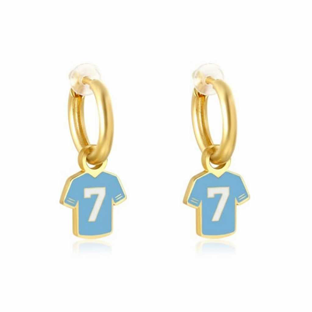 Kansas City #7 Jersey Huggie Hoop Earrings