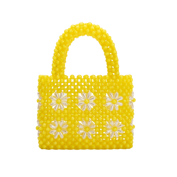 Selena Beaded Top Handle Bag - Yellow