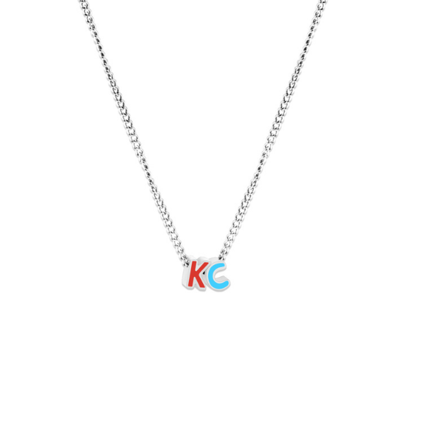 Kansas City Soccer Teal & Red Bubble Letter Necklace