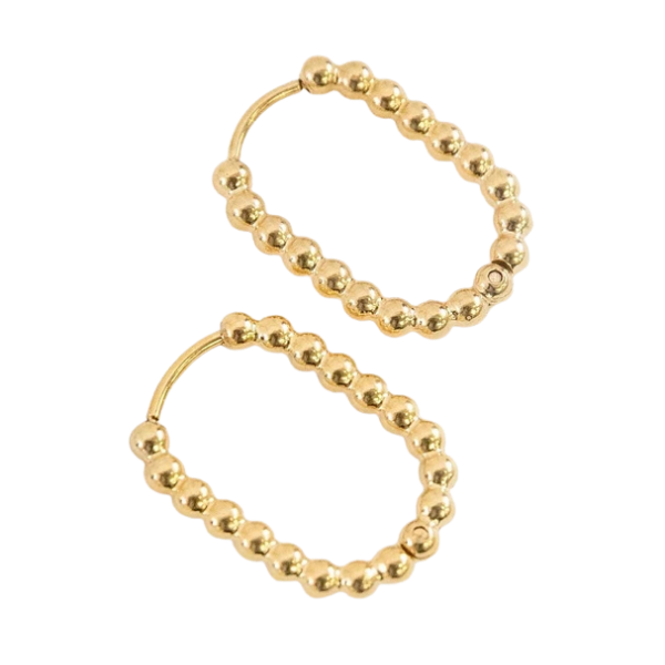 Beaded Oval Hoop Earrings