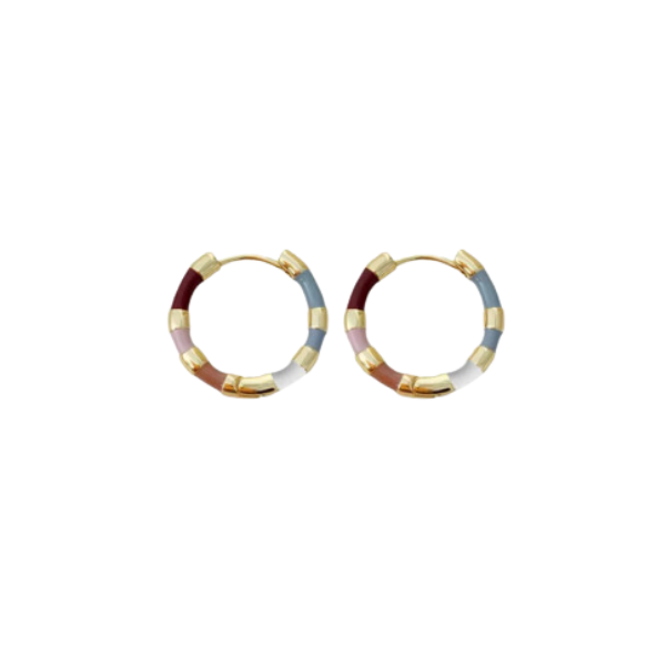 Multicolored Bamboo Hoop Earrings