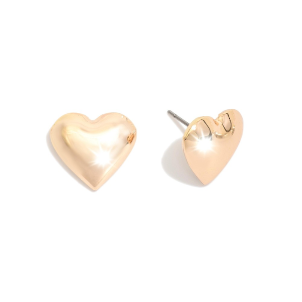 Gold Heart Stud Earrings