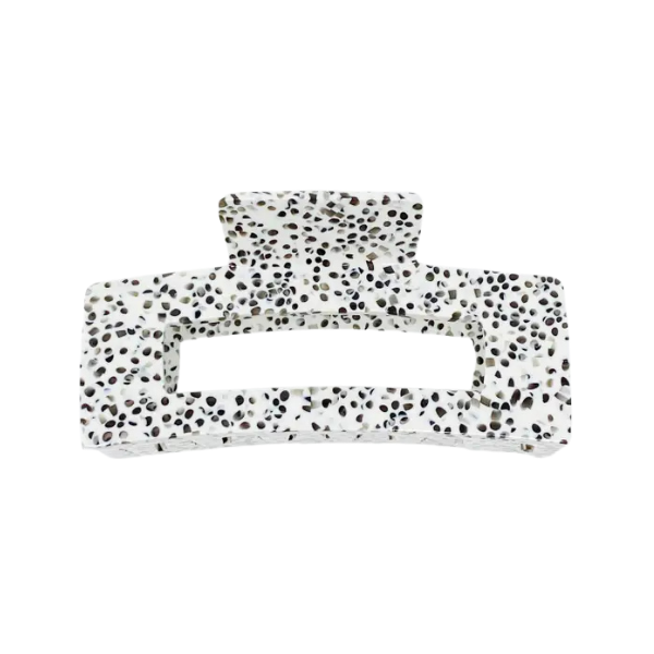 Black & White Spotted Rectangle Claw Clip