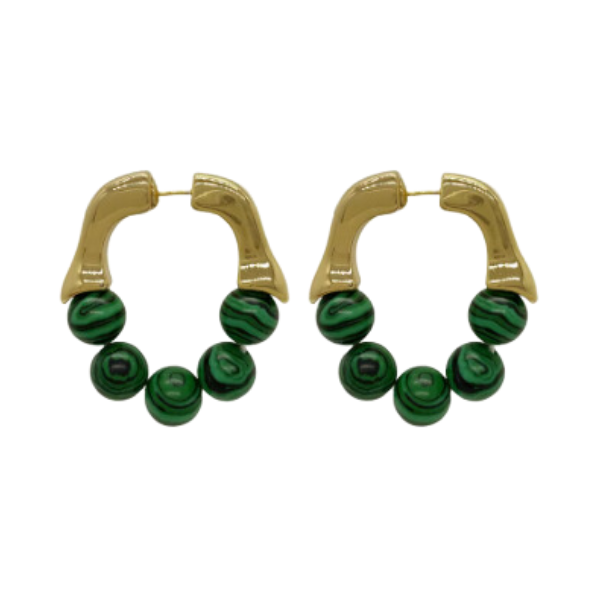 Bead & Gold Hoop Earrings