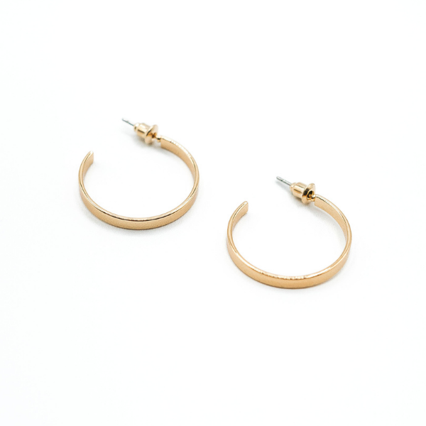 LA Gold Plated 19mm Thin Flat Hoop Earring