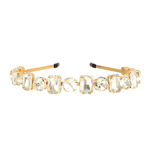 Rhinestone Studded Top Knot Headband - Khaki