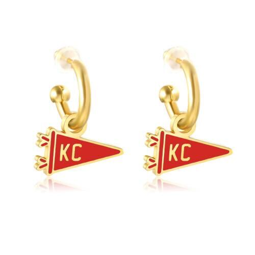 Kansas City Red KC Pennant Earrings