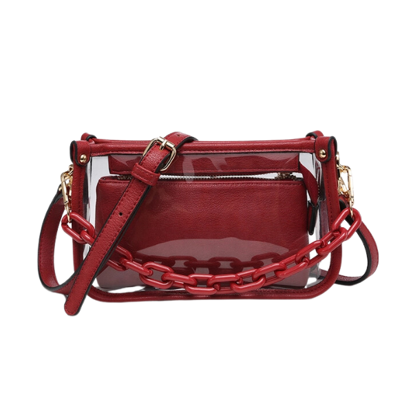 Clear Crossbody Bag w/Chain Shoulder Strap