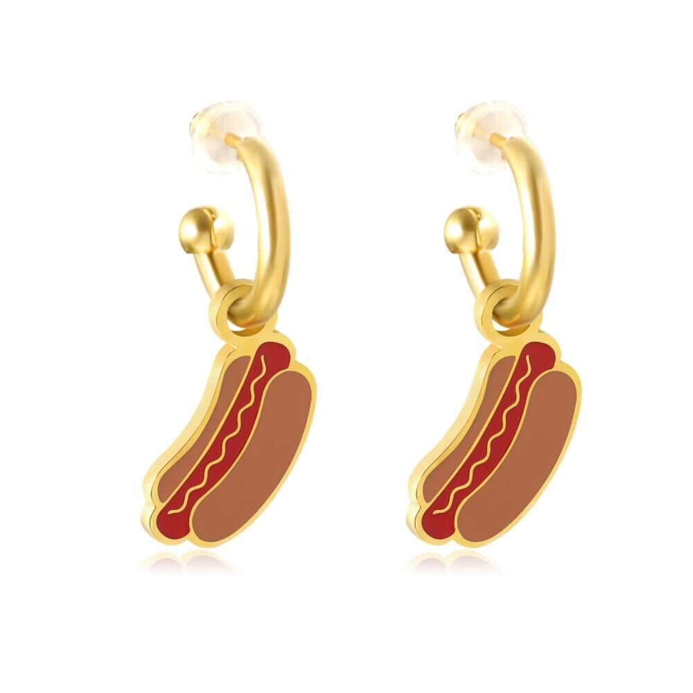 Hotdog Huggie Hoop Earrings