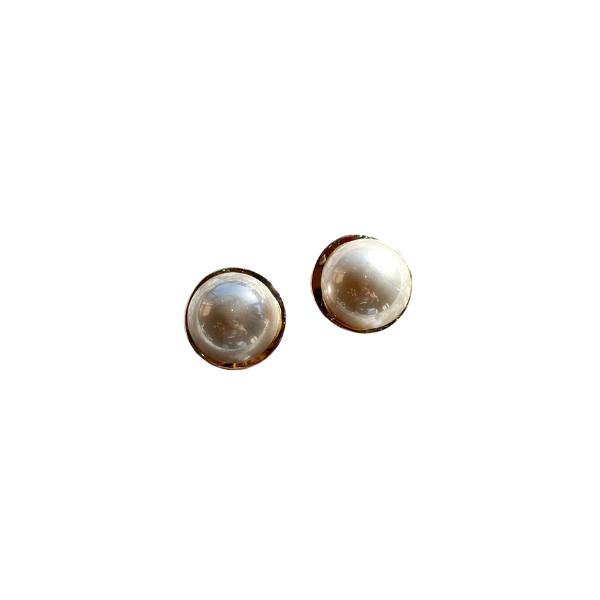 Pearl Button Stud Earrings
