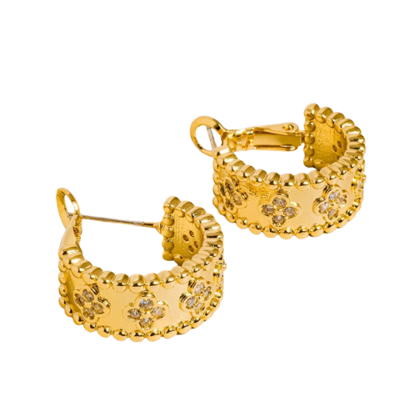 Ismaël 18K Gold Vintage Floral Hoop Earring